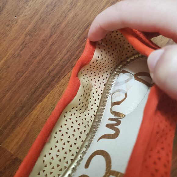 Sam Edelman Felicia Coral Red Laser Cut Out Ballet Flats Women's Size 6 - Picture 8 of 16